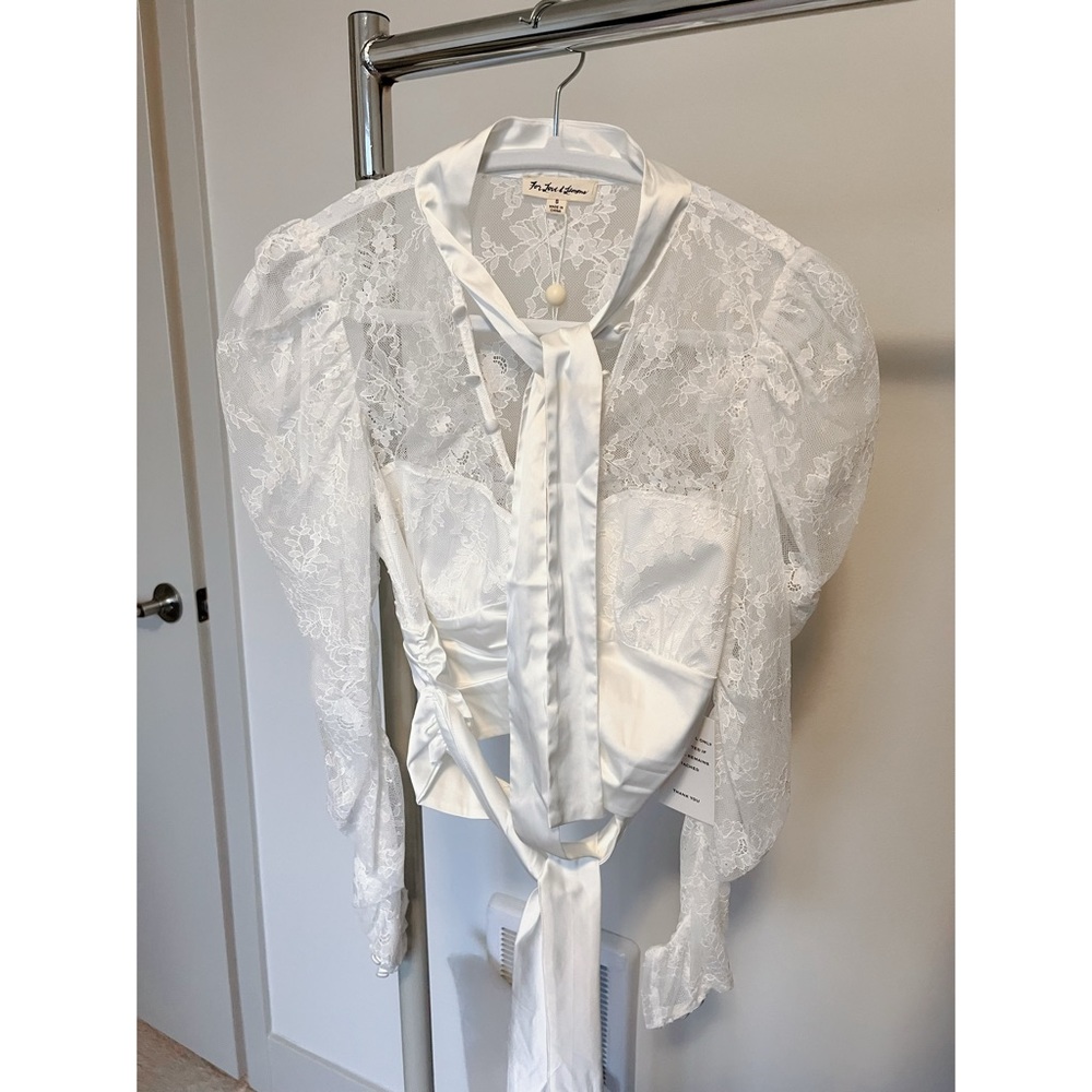 NWT For Love & Lemons Button Up Blouse White
